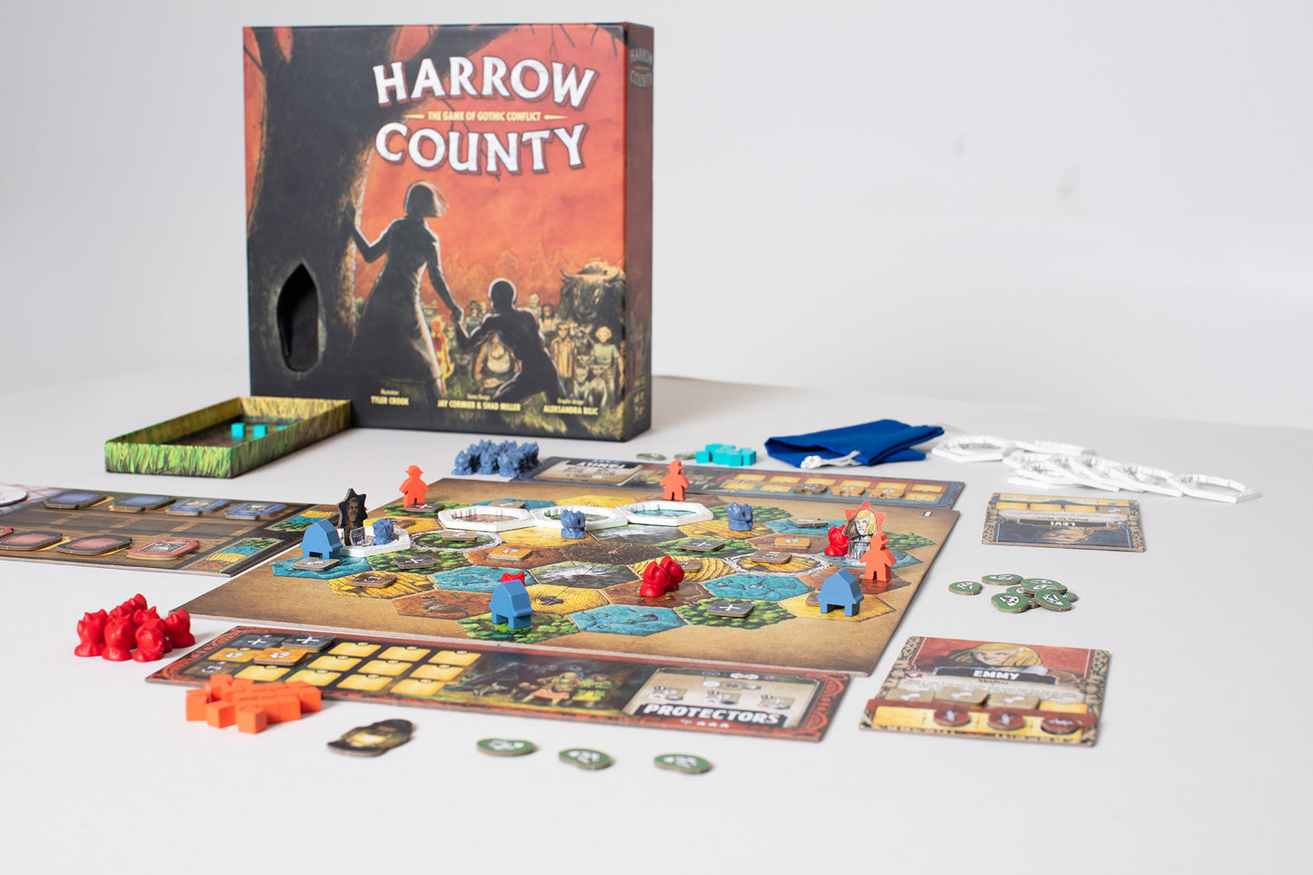 Harrow County board game displayed with components