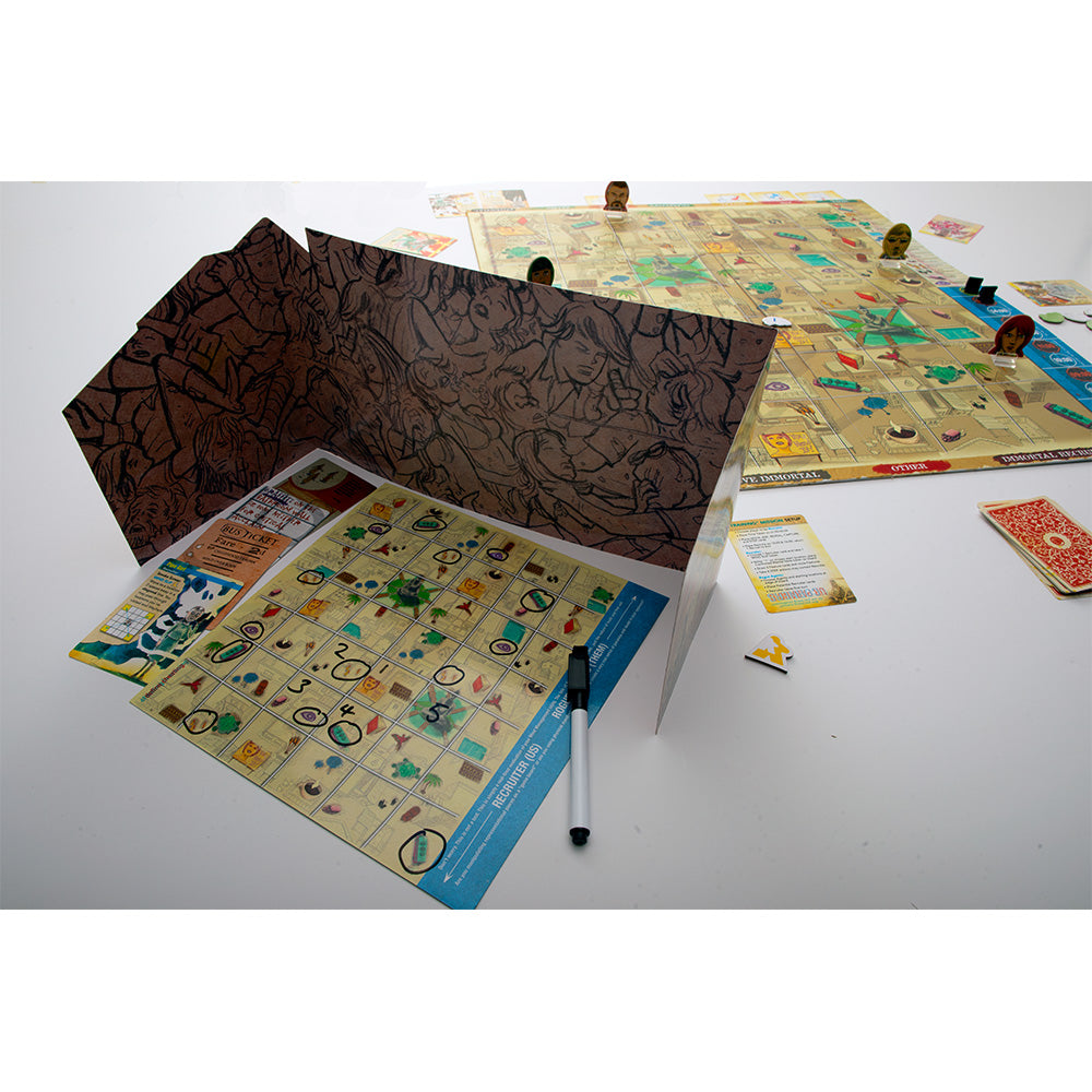 MIND MGMT board game behind screen